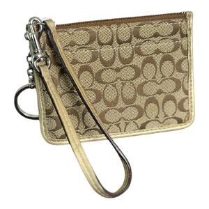 Coach Mini Skinny ID‎ Case Signature Canvas -Wrist Strap
